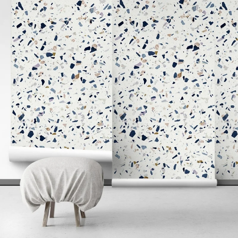 Dark Terrazzo - Self-Adhesive eco-friendly PVC-free wallpaper . DIY Walls halls, salon, living, bedroom