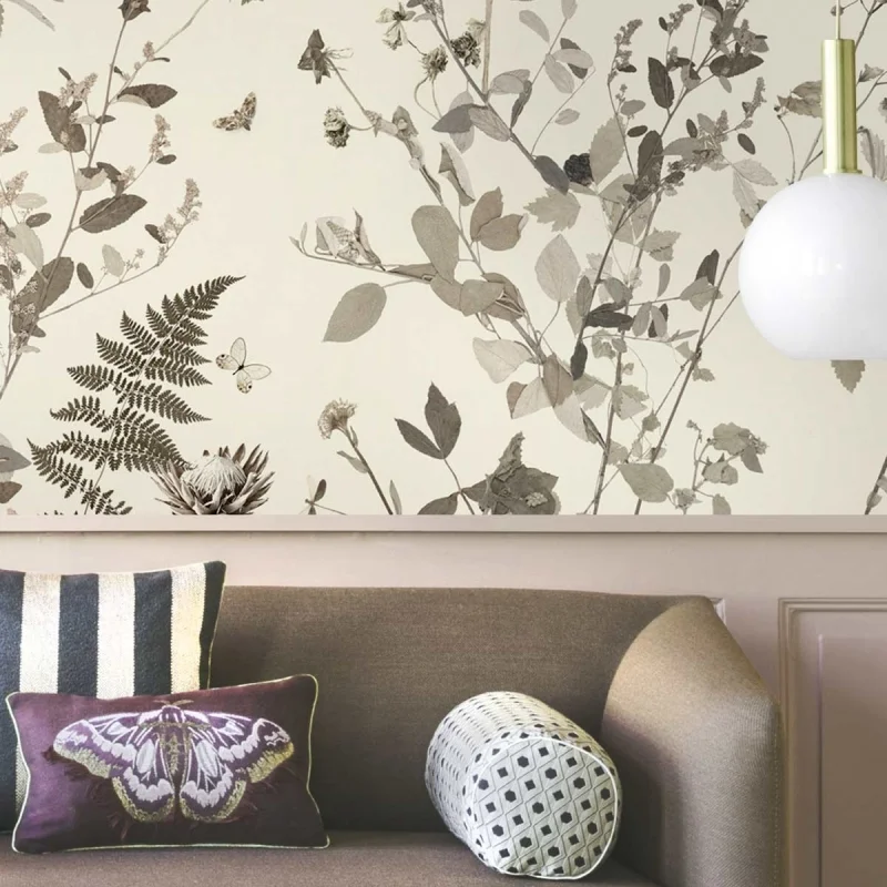 Tempus Natural - Eco-friendly self-adhesive wallpaper mural for living-room walls - dry leaves flowers - Lokoloko