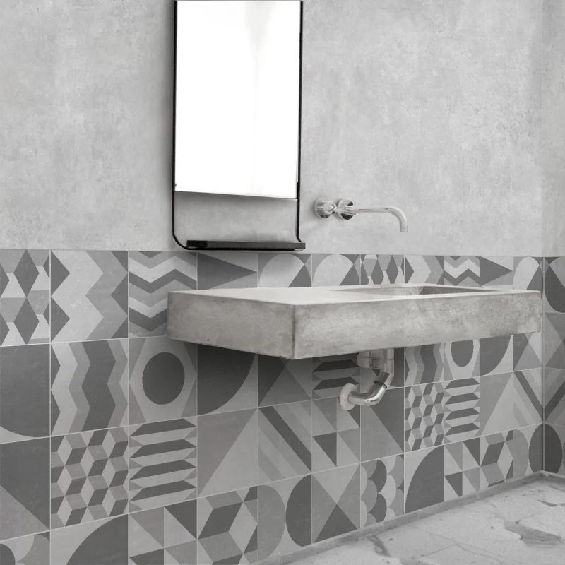 Clear vintage geometry Washable, texture vinyl, eco-friendly inks, water resistant, antibacterial for wall tiles. Lokoloko