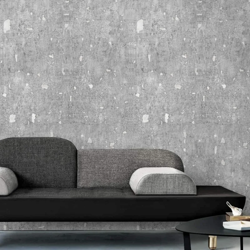 eco-friendly sinpvc self-adhesive wallpaper livingroom hall minimal japandi grey lokoloko