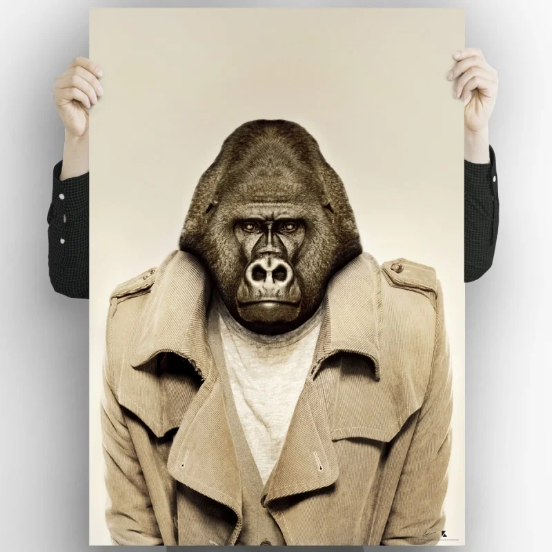 Gorilla model waterproof poster for exterior or interior printed in high quality. lokoloko