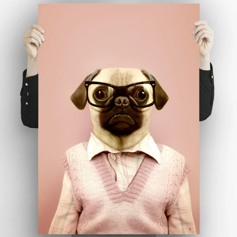 Pug Model-washable-poster-for-exterior-interior-dog-decoration-fun-original-modern-style-lokoloko