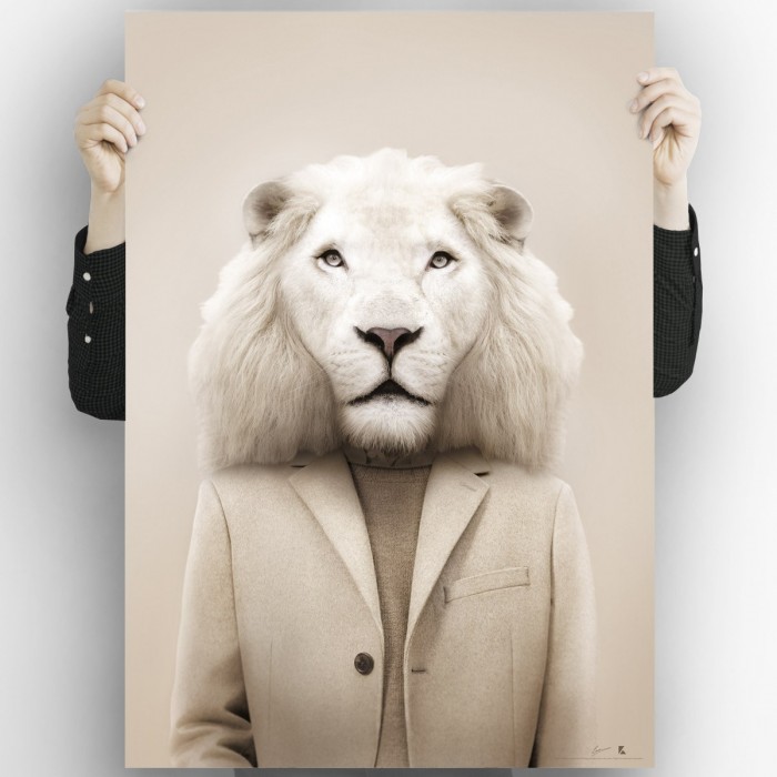 Albino Lion Model-Model Lion Albino-poster-washable-for-exterior-interior-dog-decoration-fun-original-style-modern-lokoloko