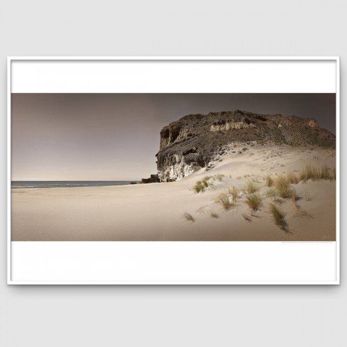 Photographic poster in satin material of a volcanic beach in the Cabo de Gata Níjar Park, color. Lokoloko
