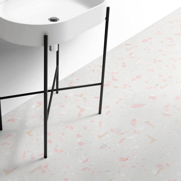 Terrazo rosa claro - Vinilo autoadhesivo lavable para suelos