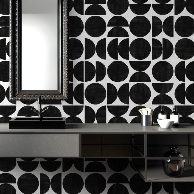 Azulejos punta humbria mármol blanco junta negra - Vinilo autoadhesivo  lavable para muebles, suelos y paredes. Lokoloko