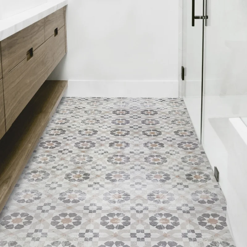 Worn ceramic 2. Vinyl bathroom flooring, non-slip and antibacterial, water resistant. Lokoloko