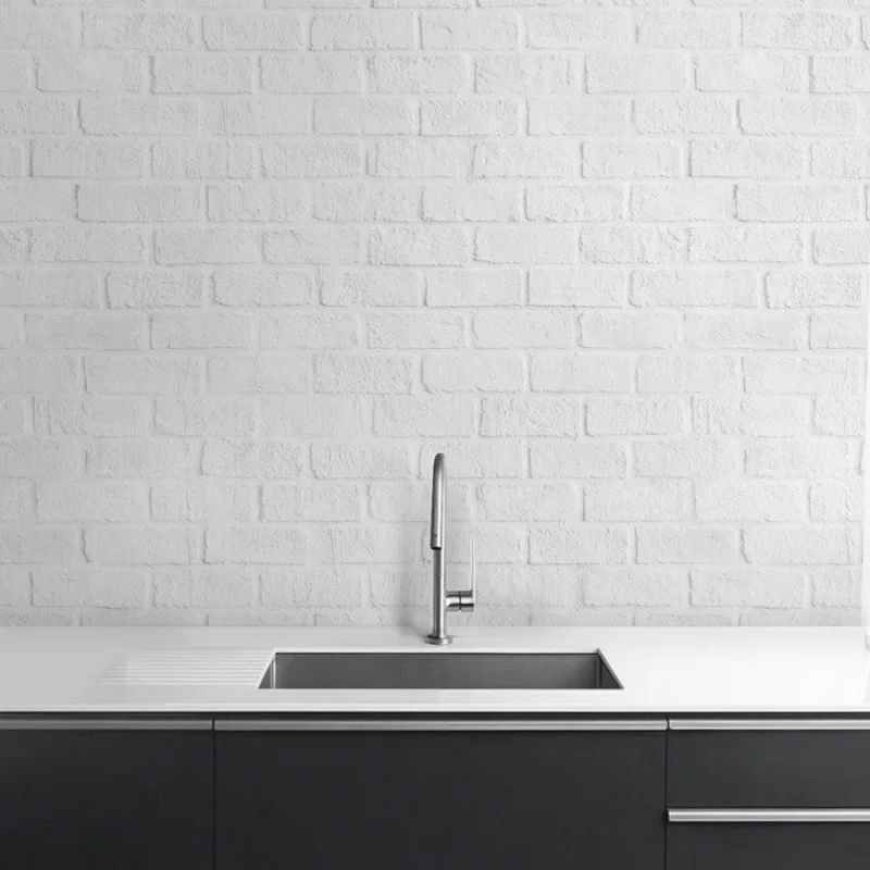 White Brick. Washable self-adhesive eco inks. Vinyl for walls tiles kitchen backslash, colors. Lokokoko