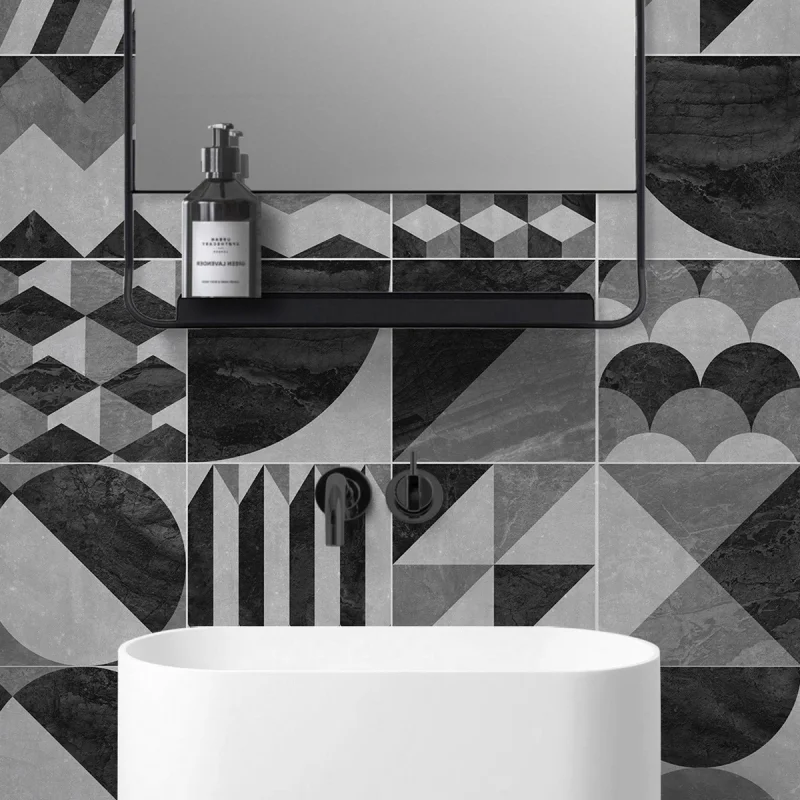 Dark vintage geometry Washable, texture vinyl, eco-friendly inks, water resistant, antibacterial for wall tiles. Lokoloko