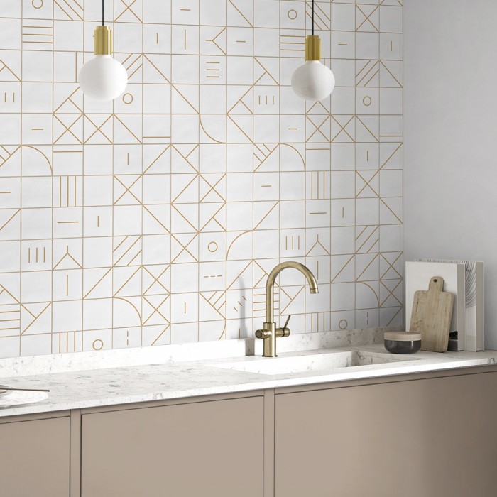 Azulejos geometría bauhaus camel - Vinilo autoadhesivo lavable para muebles  y paredes. Lokoloko
