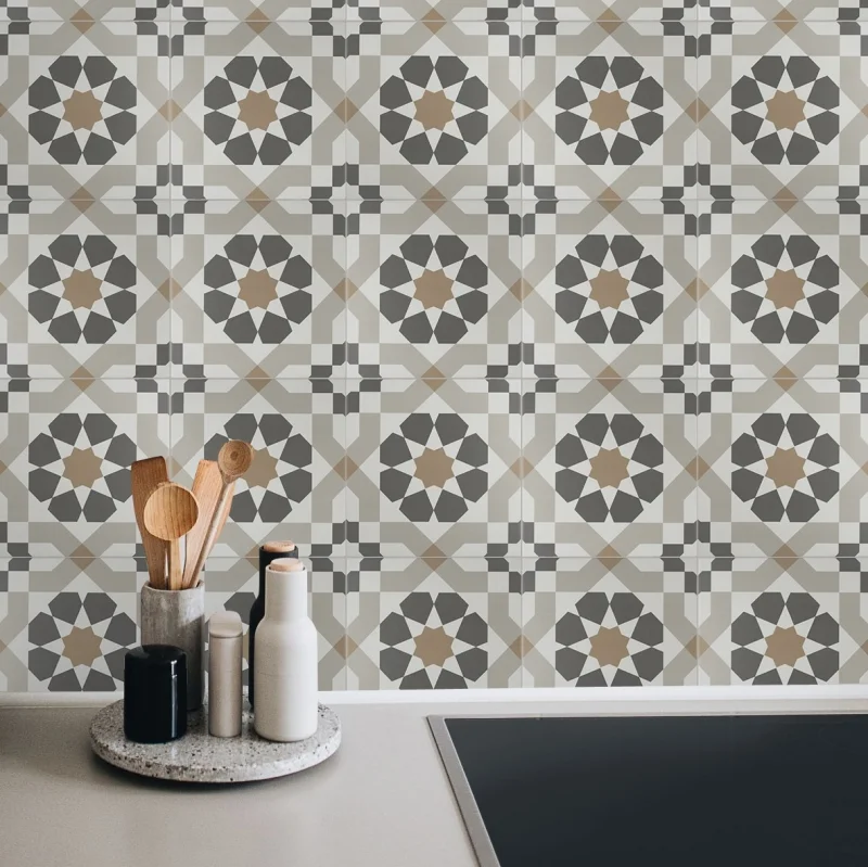 Patrón Vintage 3. Washable vinyl, ecological inks, water resistant, antibacterial for tiles and backslash Kitchen. Lokoloko