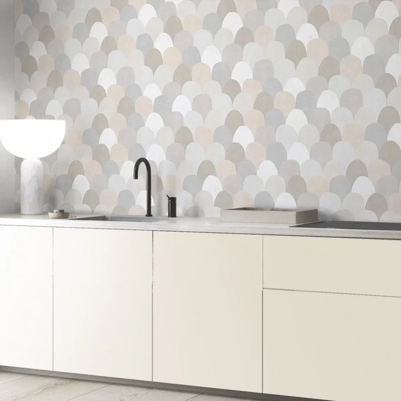 Greyish fish scales - Self-adhesive vinyl for wall kitchen decor - Lokoloko