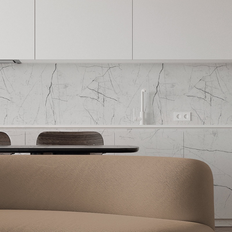 Padua marble, Washable self-adhesive eco inks. Vinyl for walls tiles kitchen backsplash, grey, lokoloko