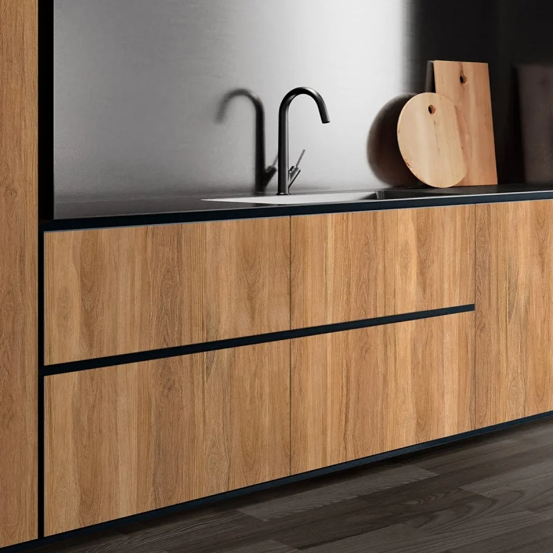 Madera Vikan. Vinilo lavable autoadhesivo para muebles de cocina, puertas y cajones. Lokoloko