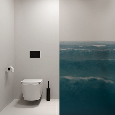 Taifu. Mural de vinilo translúcido lavable autoadhesivo para cristal de mampara de baño. Lokoloko