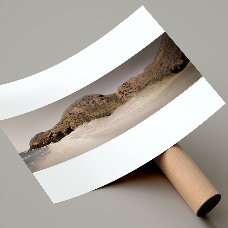 Photographic poster on textured eco-friendly wallpaper of Barronal Cove in Cabo de Gata Natural Park. Lokoloko