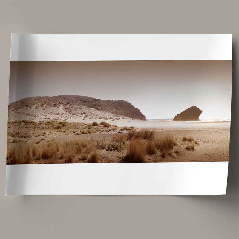 Póster fotográfico en papel ecológico texturizado de la playa de Mónsul. Cabo de Gata. Lokoloko